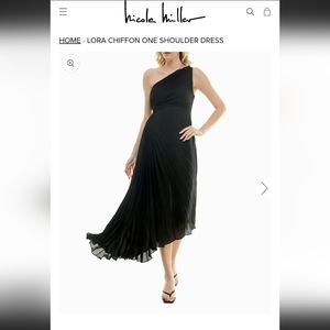 one shoulder Nicole Miller black dress